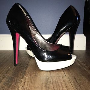 Black & White Peep Toe Pumps